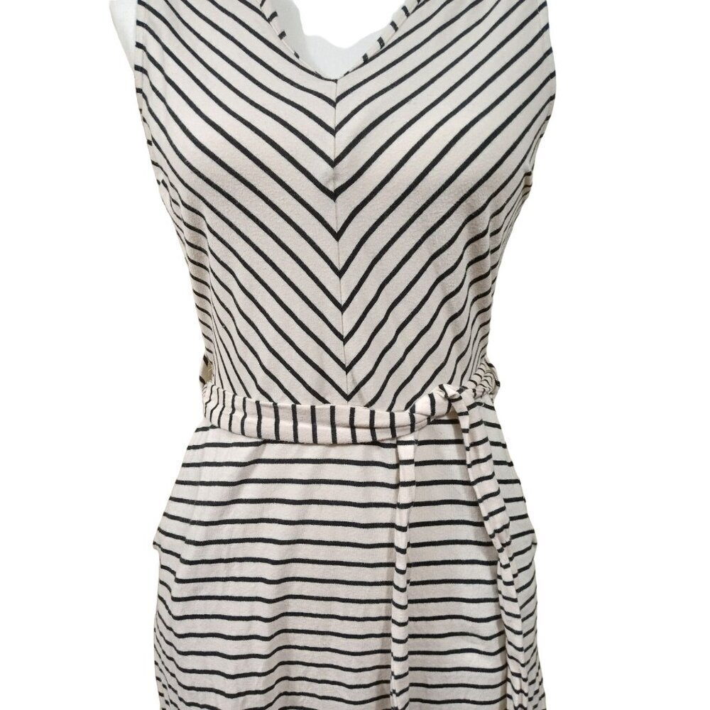 Monteau Los Angeles Womens White/Black Stripe Tied Waist Dress Size Small - Picture 2 of 14